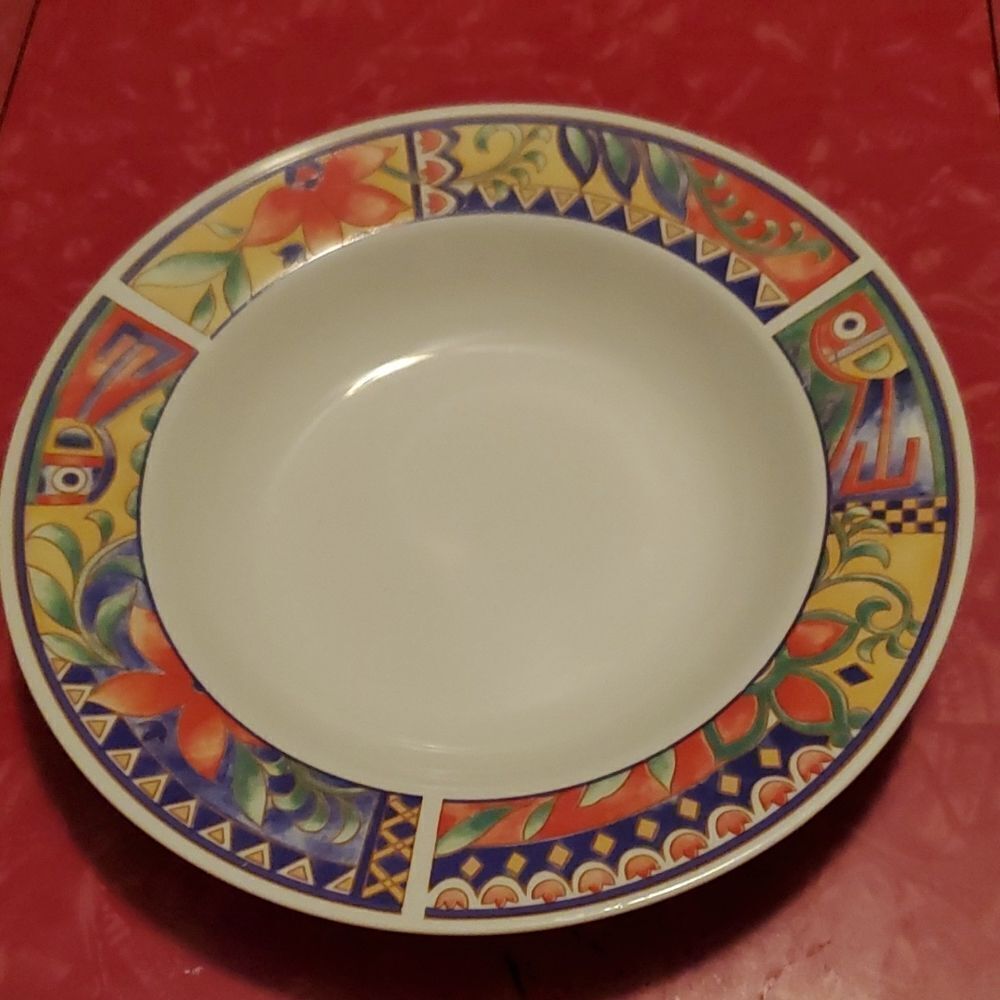 Lynns Stoneware Savanna Rim Cereal Soup Bowl 8.75"